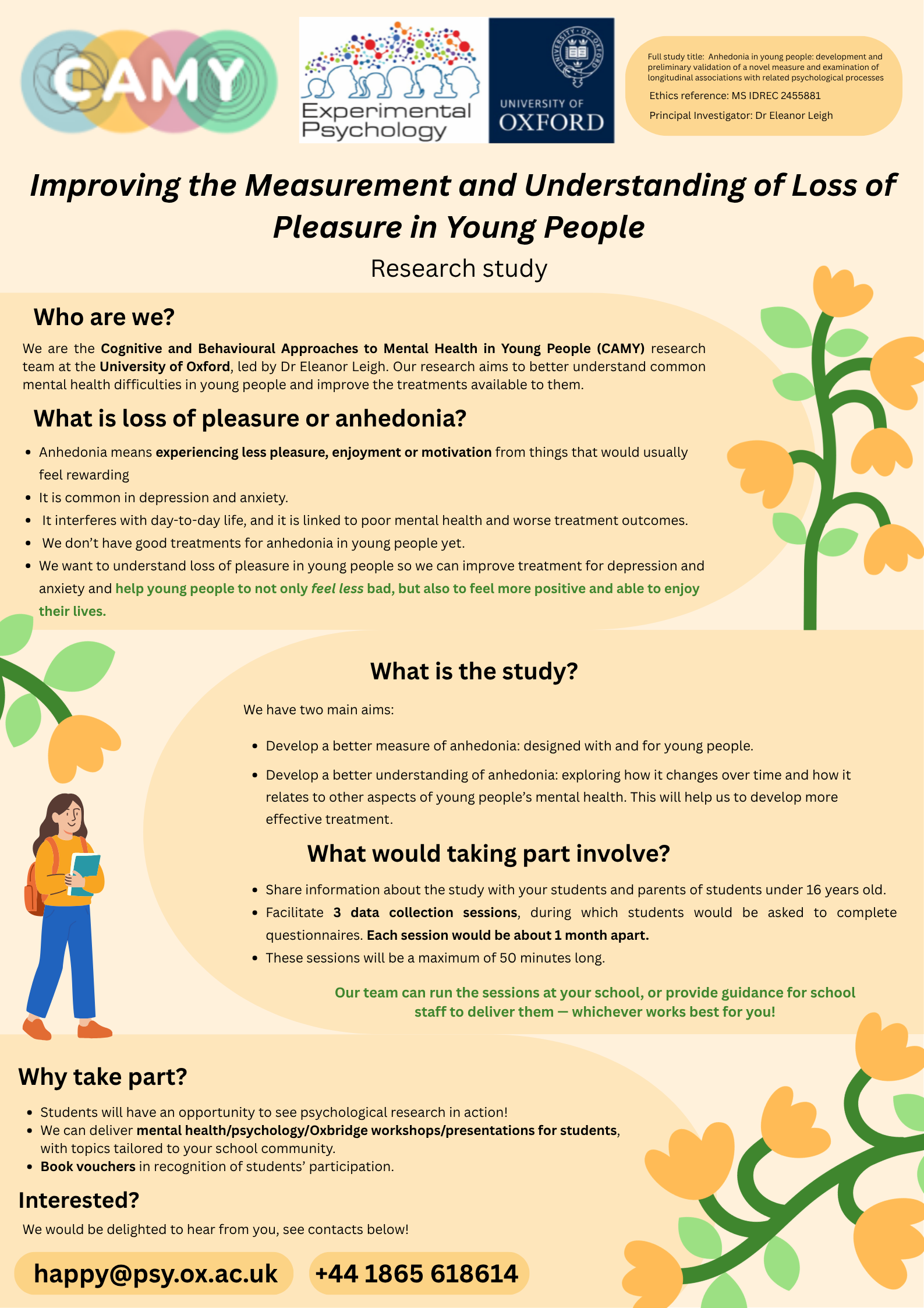 A light orange poster with information for schools